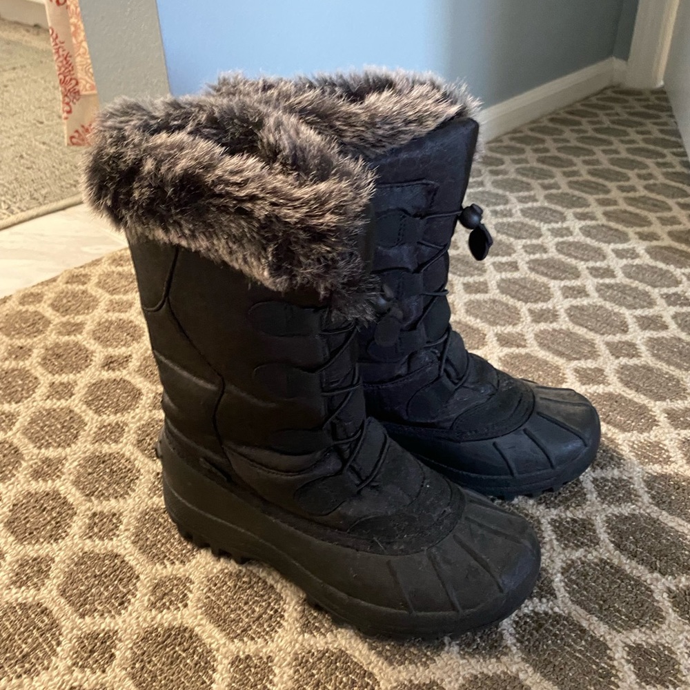 Rubber Fur Trimmed Snow boots